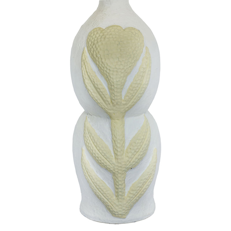 Edith - Curved Papier Mache Flower Pleated Table Lamp - Cream