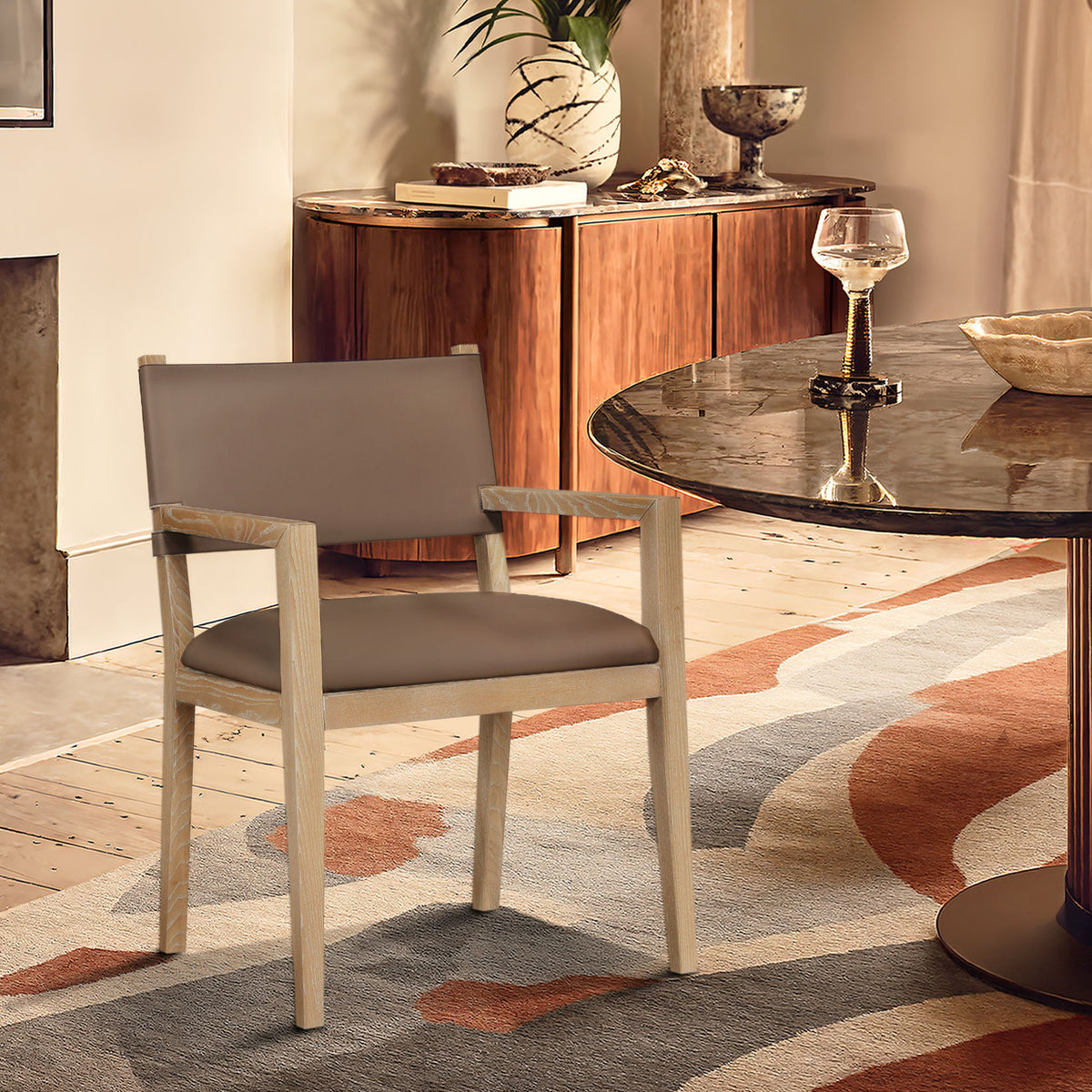 Avon - Vegan Leather Dining Arm Chair