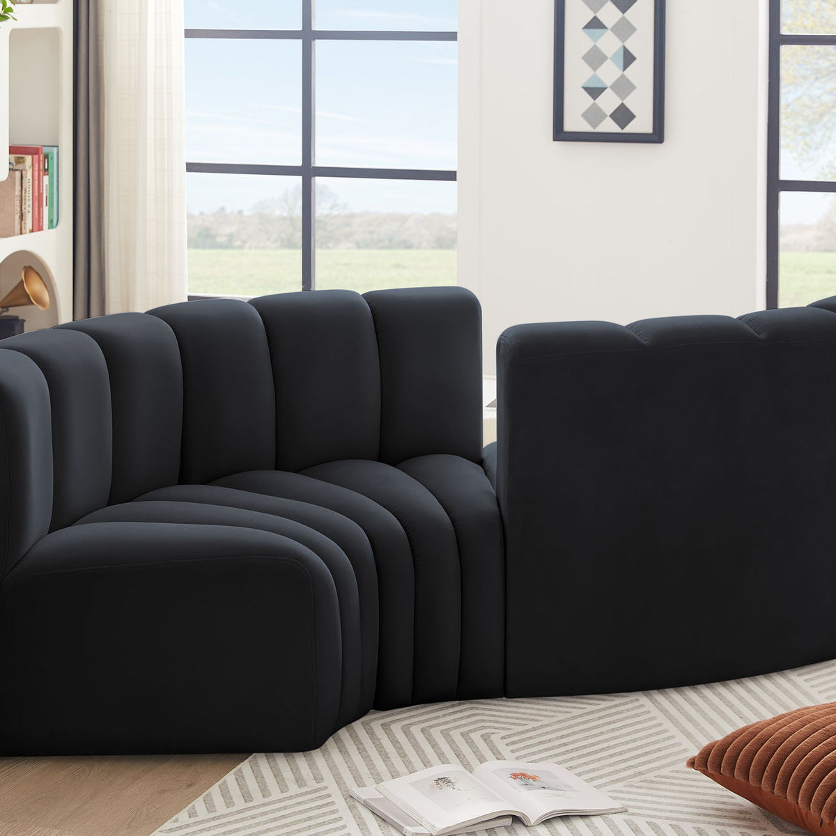 Arc - Velvet 4 Piece Curved Modular Sofa