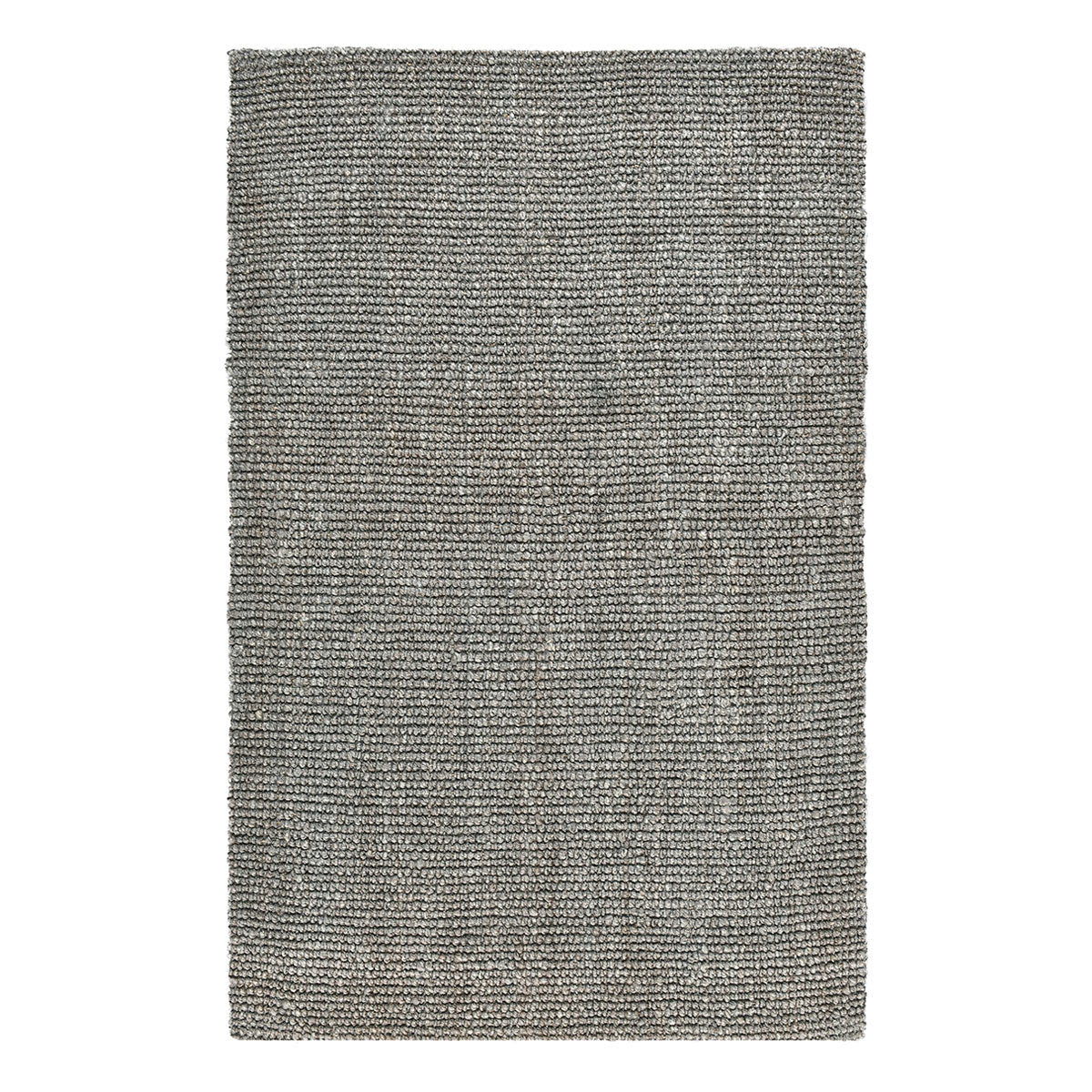 Charcoal chunky loop rug with tight loops and evenly textured flat weave