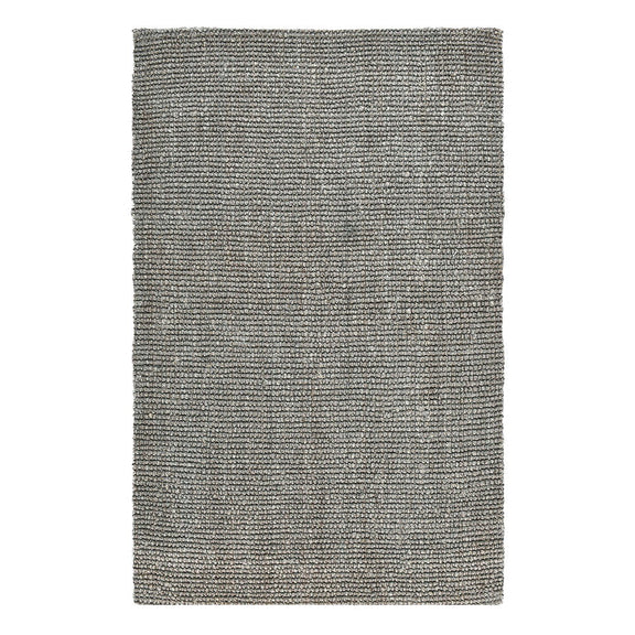 Charcoal chunky loop rug with tight loops and evenly textured flat weave