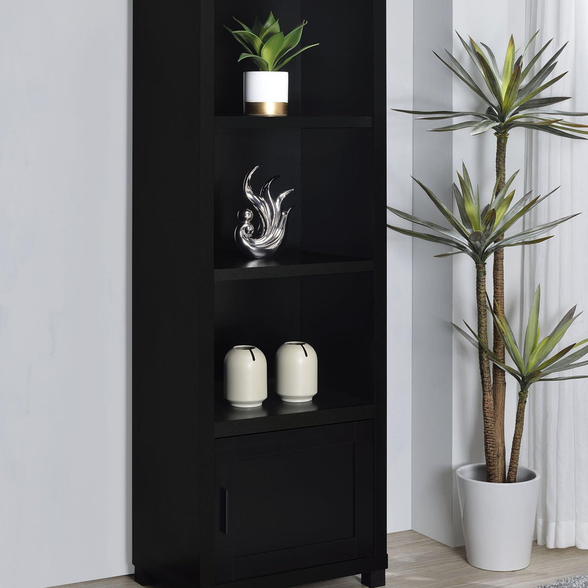 Jupiter 3-shelf Engineered Wood Media Tower Black
