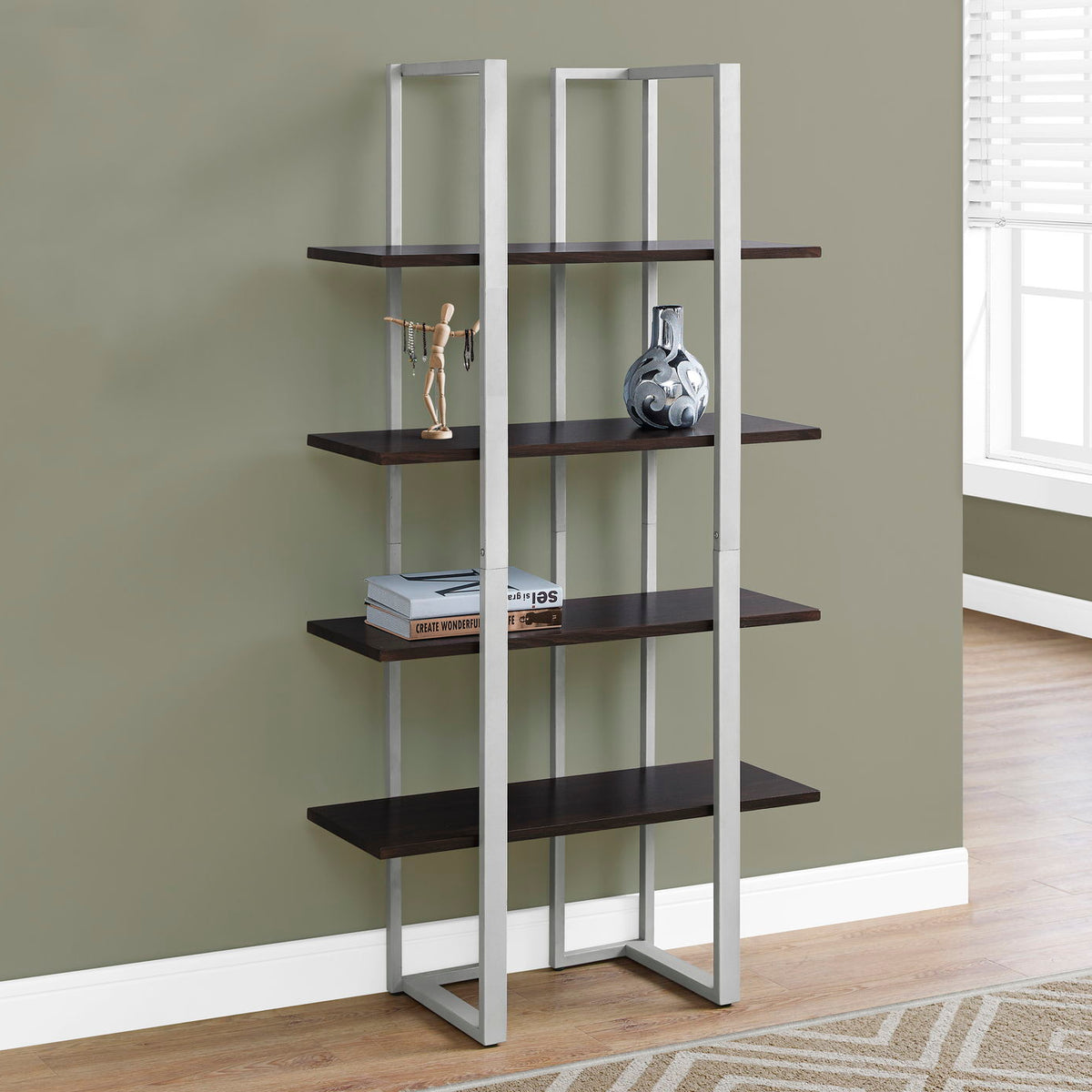 Bookshelf, Bookcase, Etagere, 4 Tier, Office, Contemporary & Modern