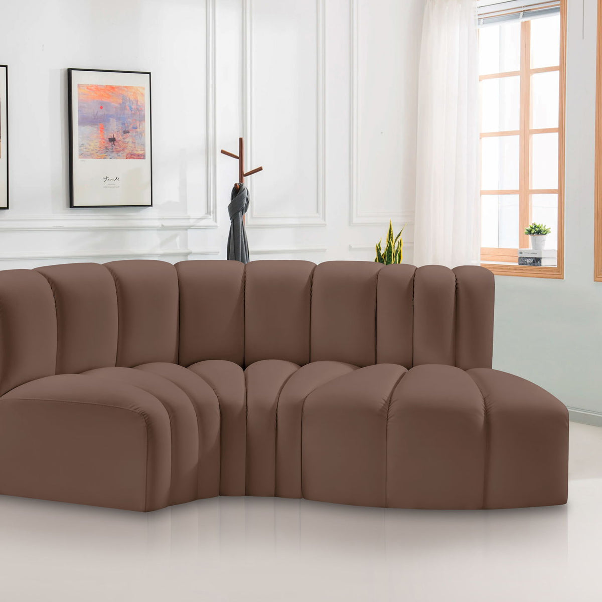 Arc - Faux Leather 3 Piece Modular L-Shaped Sofa
