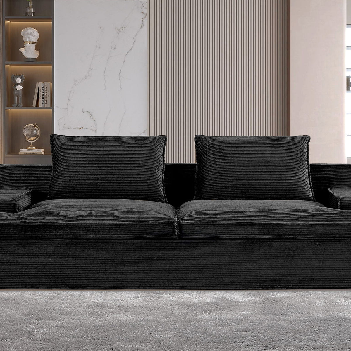 Nimbus - Oversized Full Foam 4 Seater Couch For Living Room Upholstered In Soft Corduroy, Wide Armrests