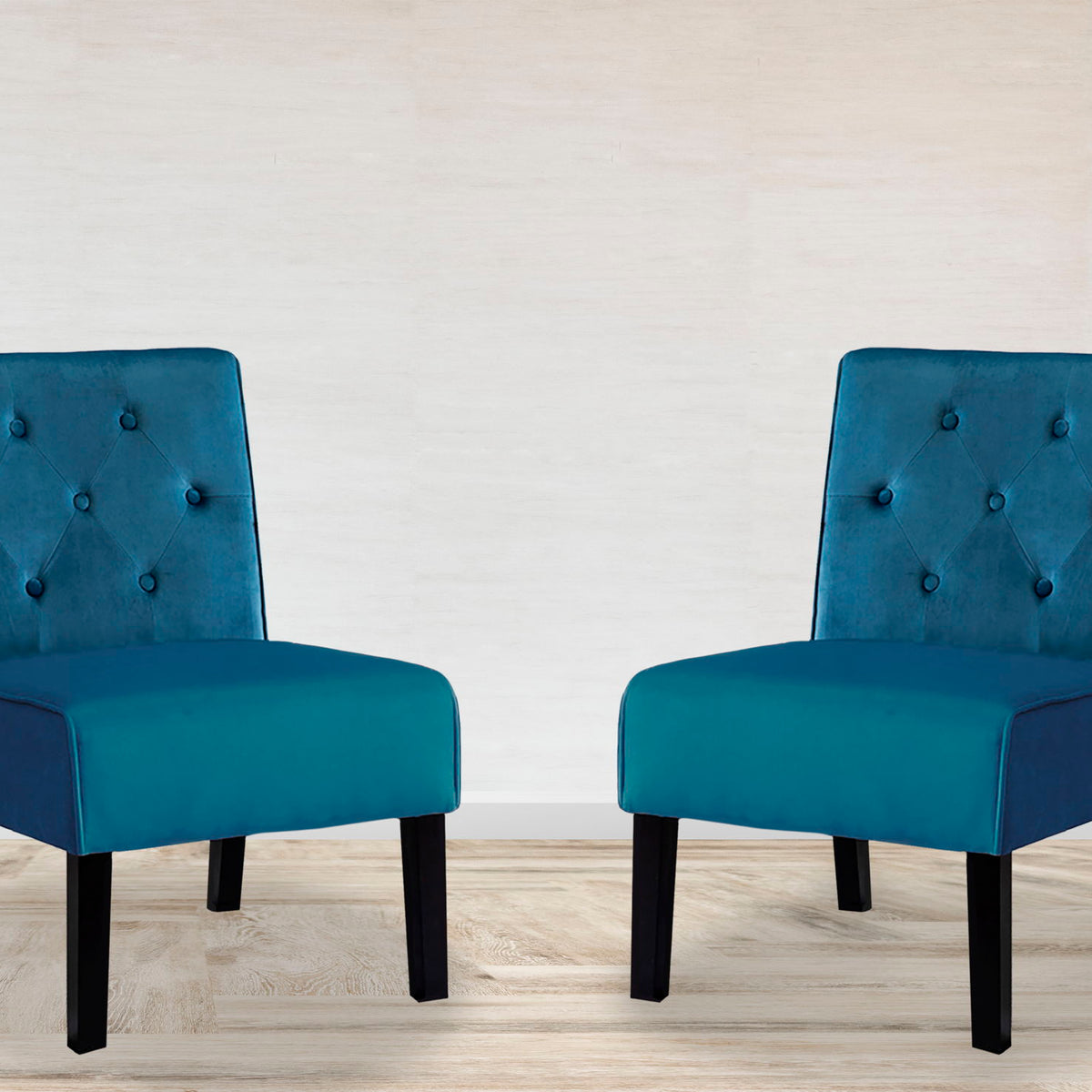 Reese - Living Room Armless Button Tufted Pattern Accent Chair (Set of 2)