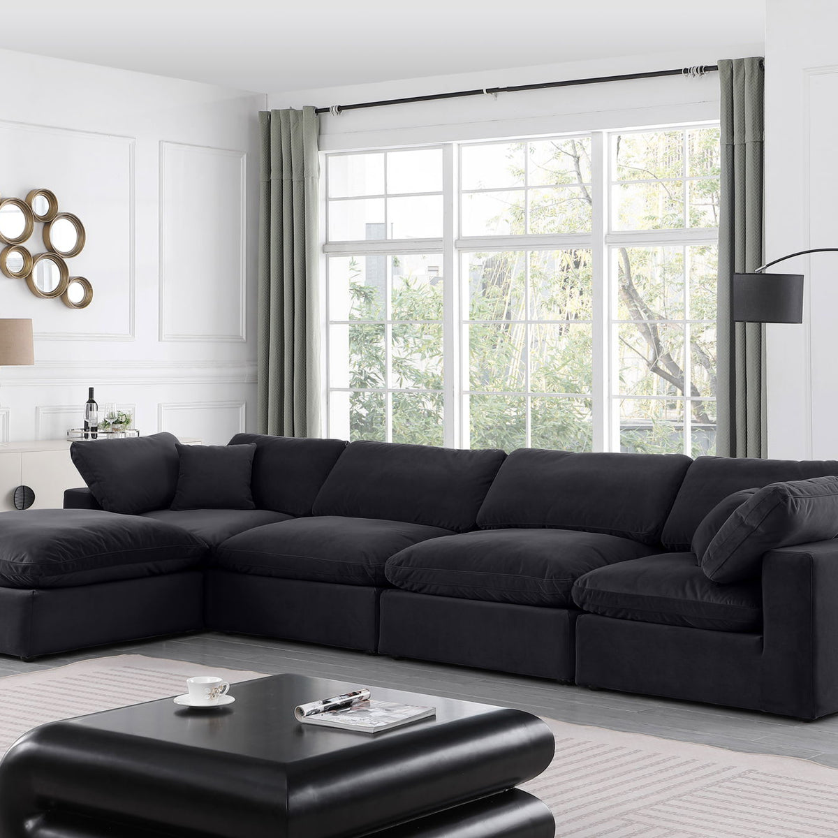 Comfy - 5 Piece Velvet Modular Sectional With Chaise