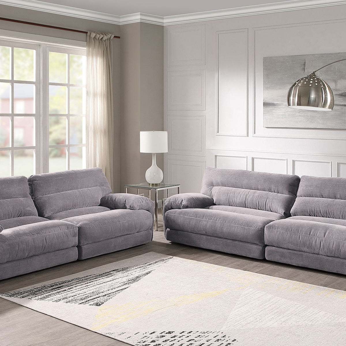 Cadenza - Corduroy 2 Piece Living Room Set - Gray