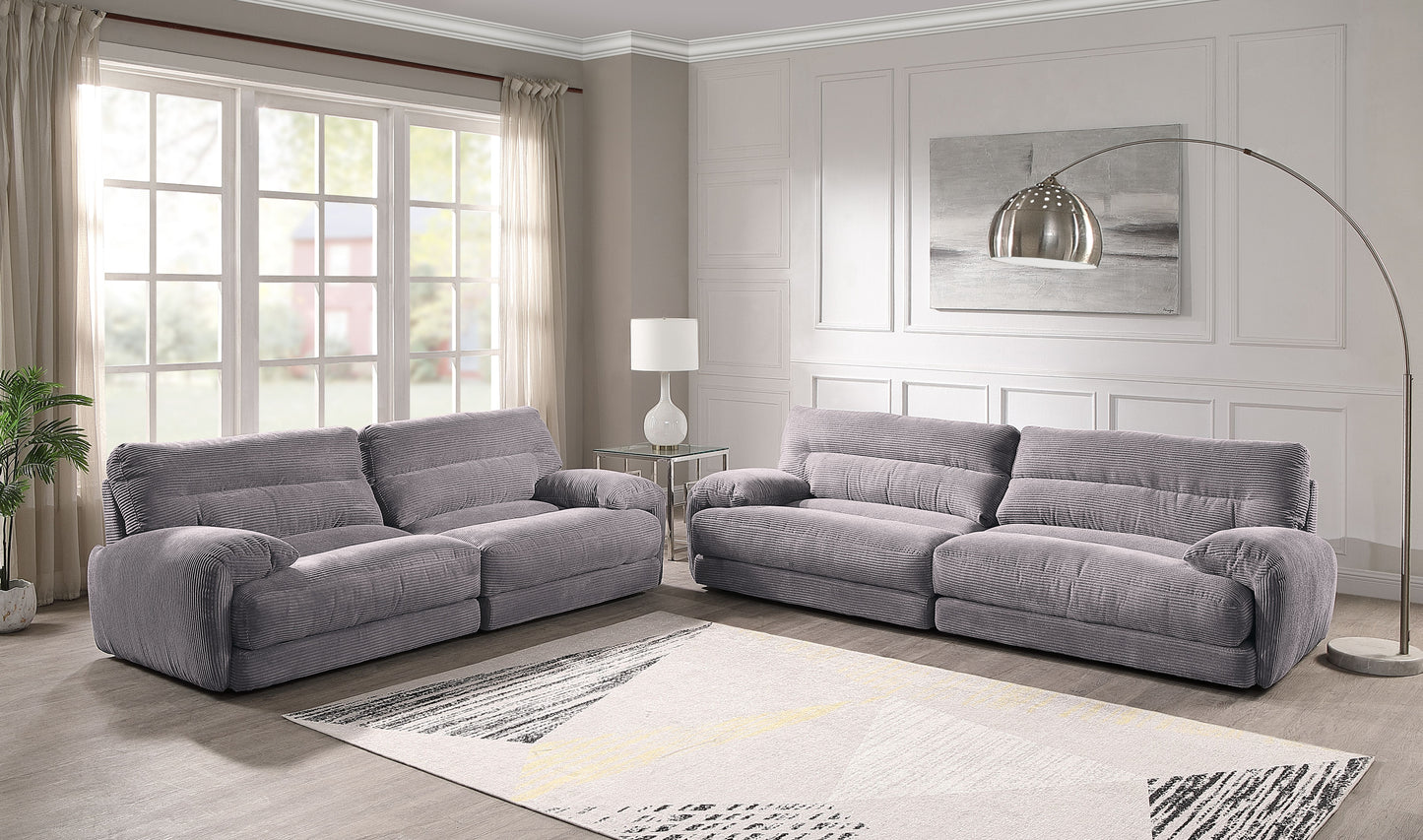 Cadenza - Corduroy 2 Piece Living Room Set - Gray