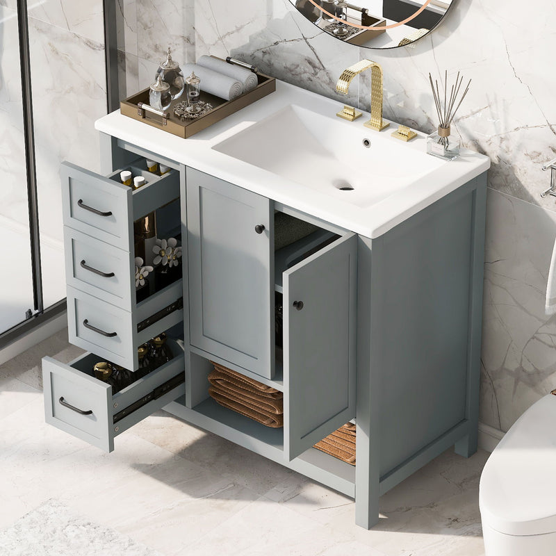 Modern Bathroom Vanity With Sink Top, 2 Doors And 2 Drawers