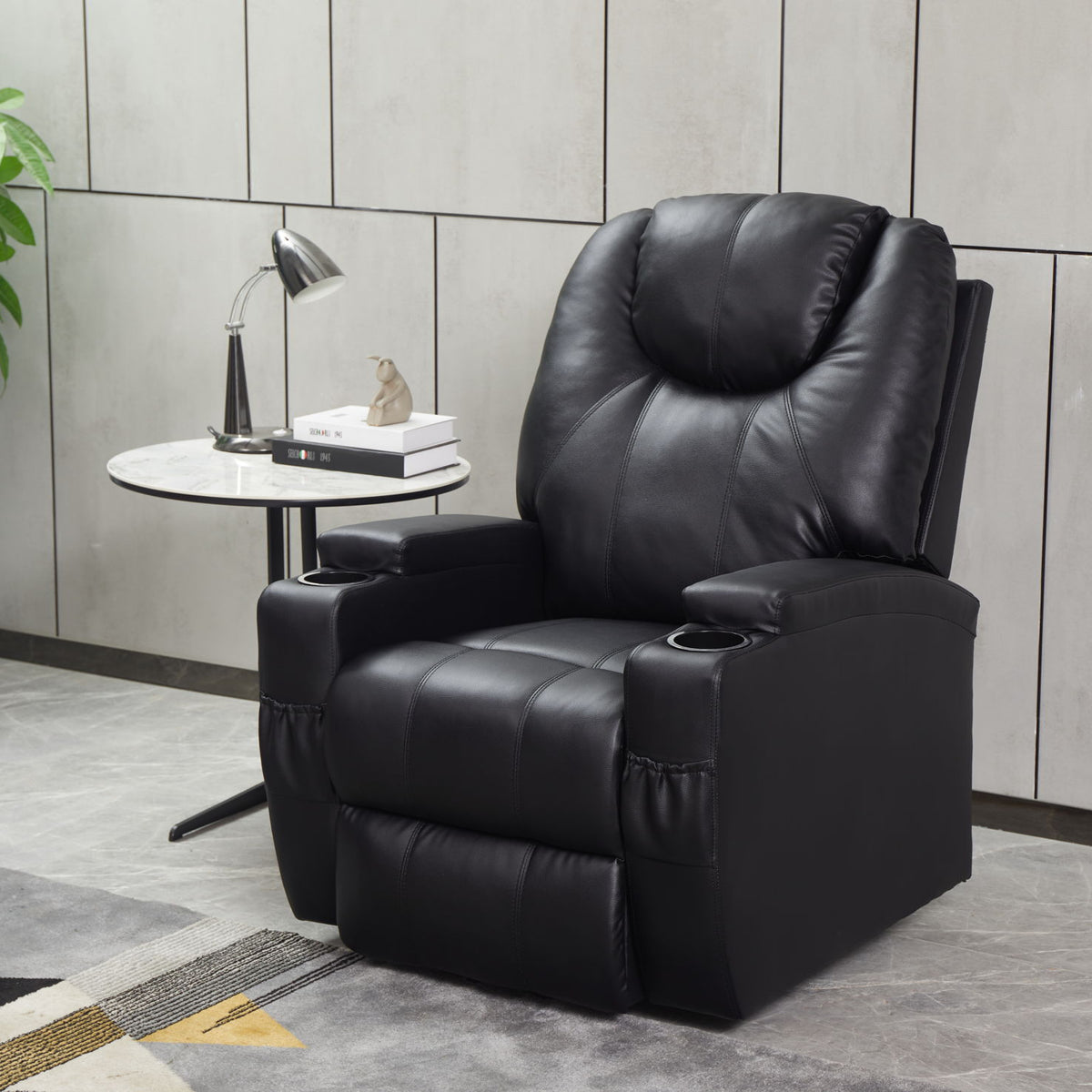 Modern Recliner Chair With Cup Holders, Remote Control