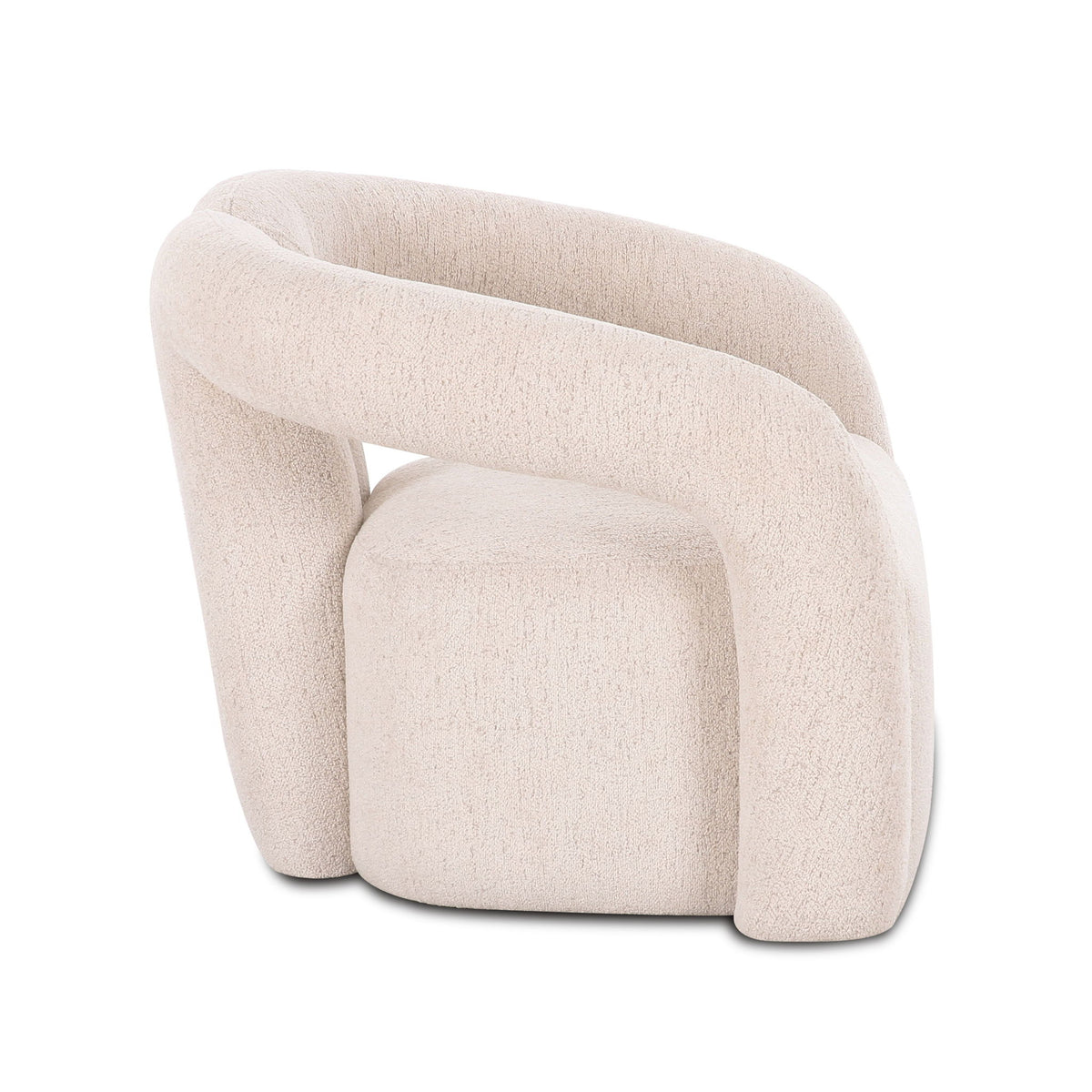 Pearl silver accent chair with enveloping back and front seat block