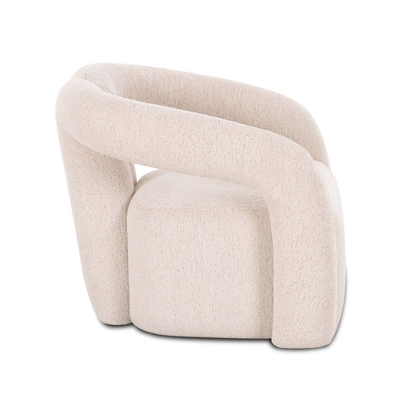 Pearl silver accent chair with enveloping back and front seat block