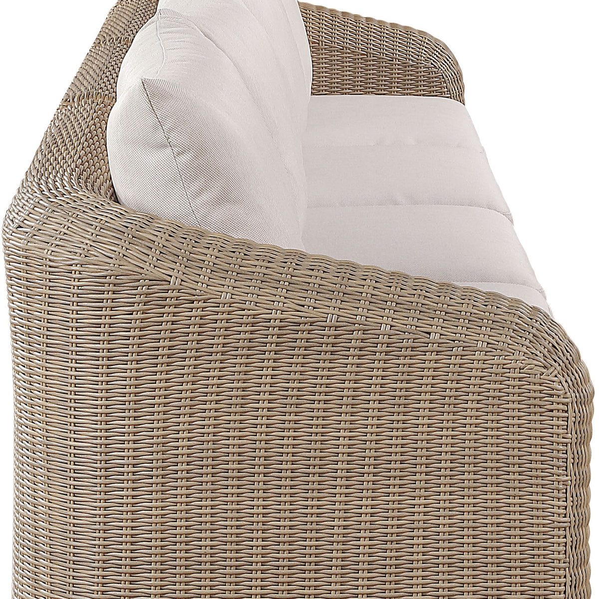 Seacrest - Olefin Water Resistant Fabric And Wicker 4 Piece Outdoor Patio Modular Sofa