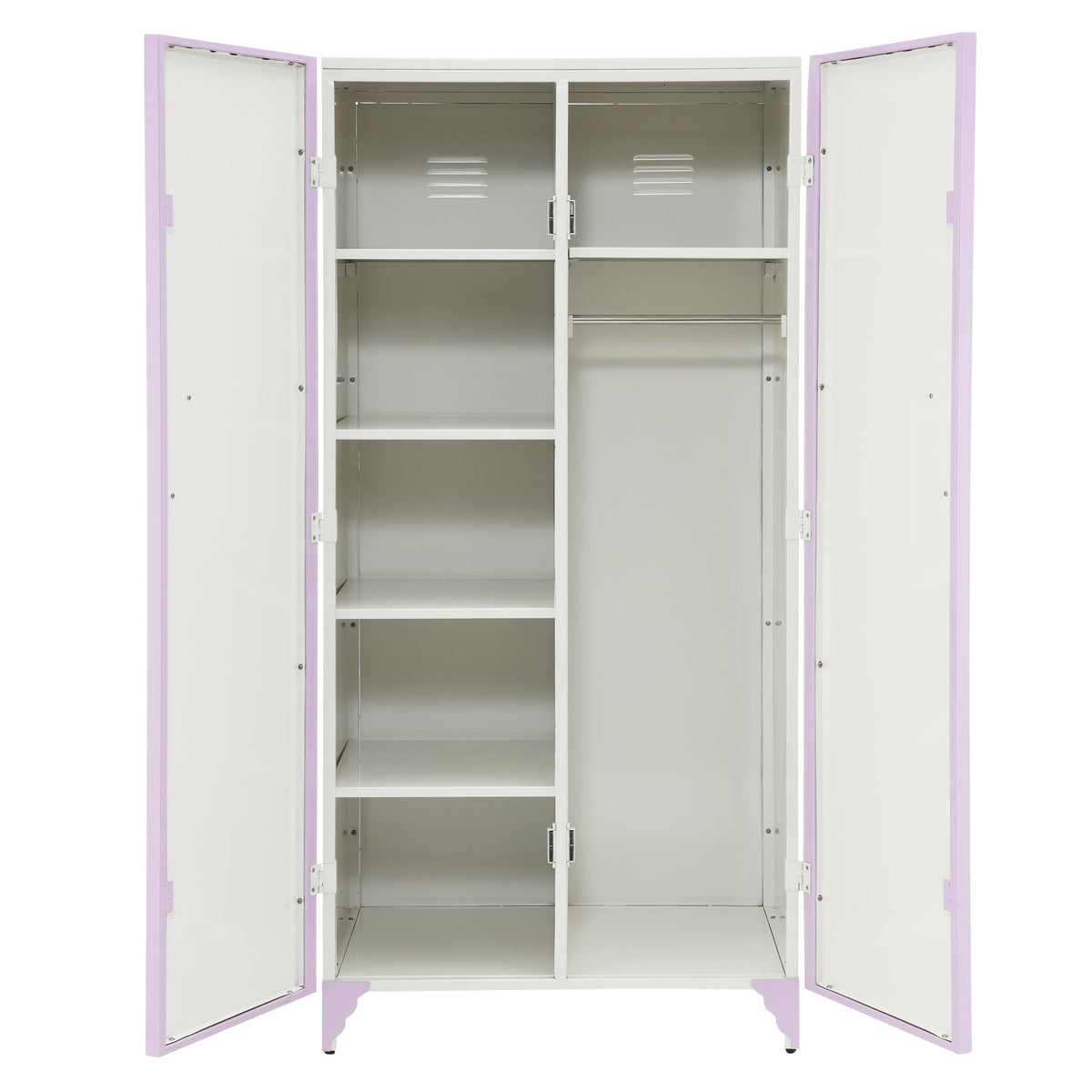 Priya II - Synthetic Leather Purple Wardrobe - Purple / White