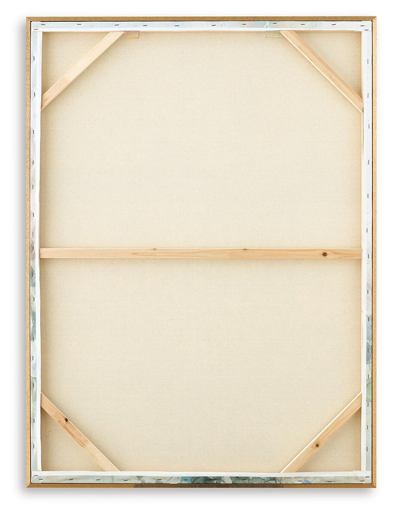 Framed canvas back with wooden struts and blank interior