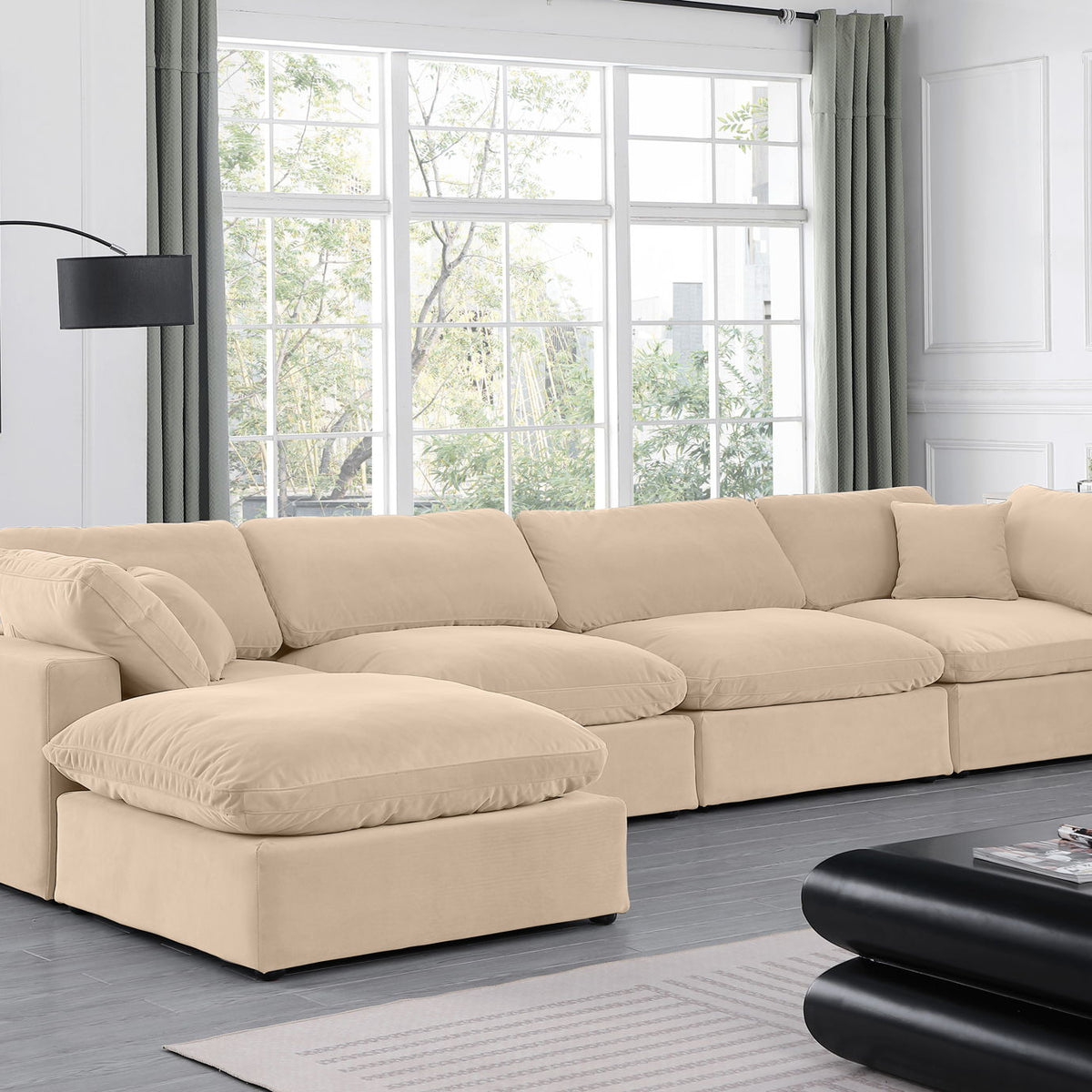 Comfy - 5 Piece Velvet Modular Sectional With Chaise
