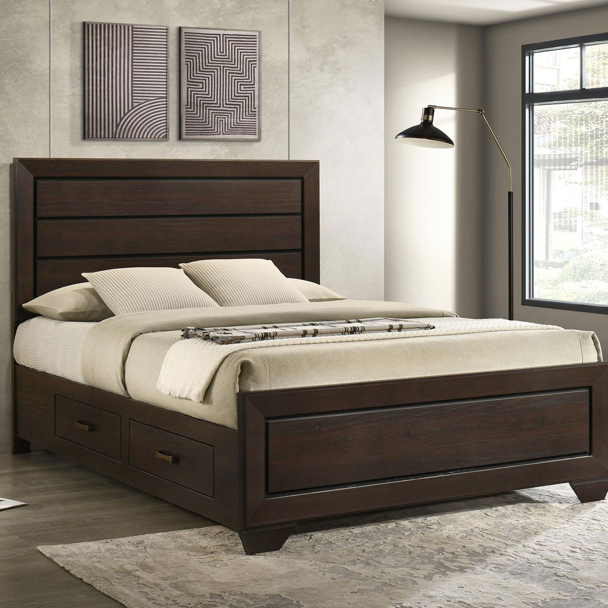 Kauffman Wood Queen Storage Panel Bed Dark Cocoa