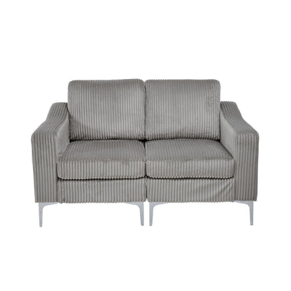 Modular Sectional Two-Seater Sofa, Corduroy Sectional Couch, Gray