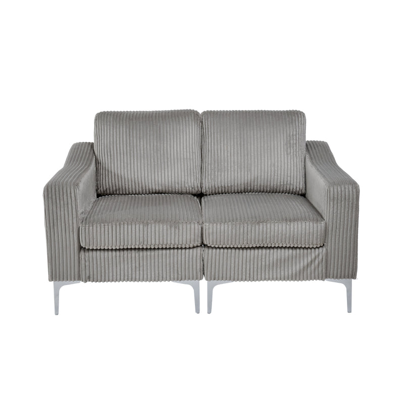 Modular Sectional Two-Seater Sofa, Corduroy Sectional Couch, Gray