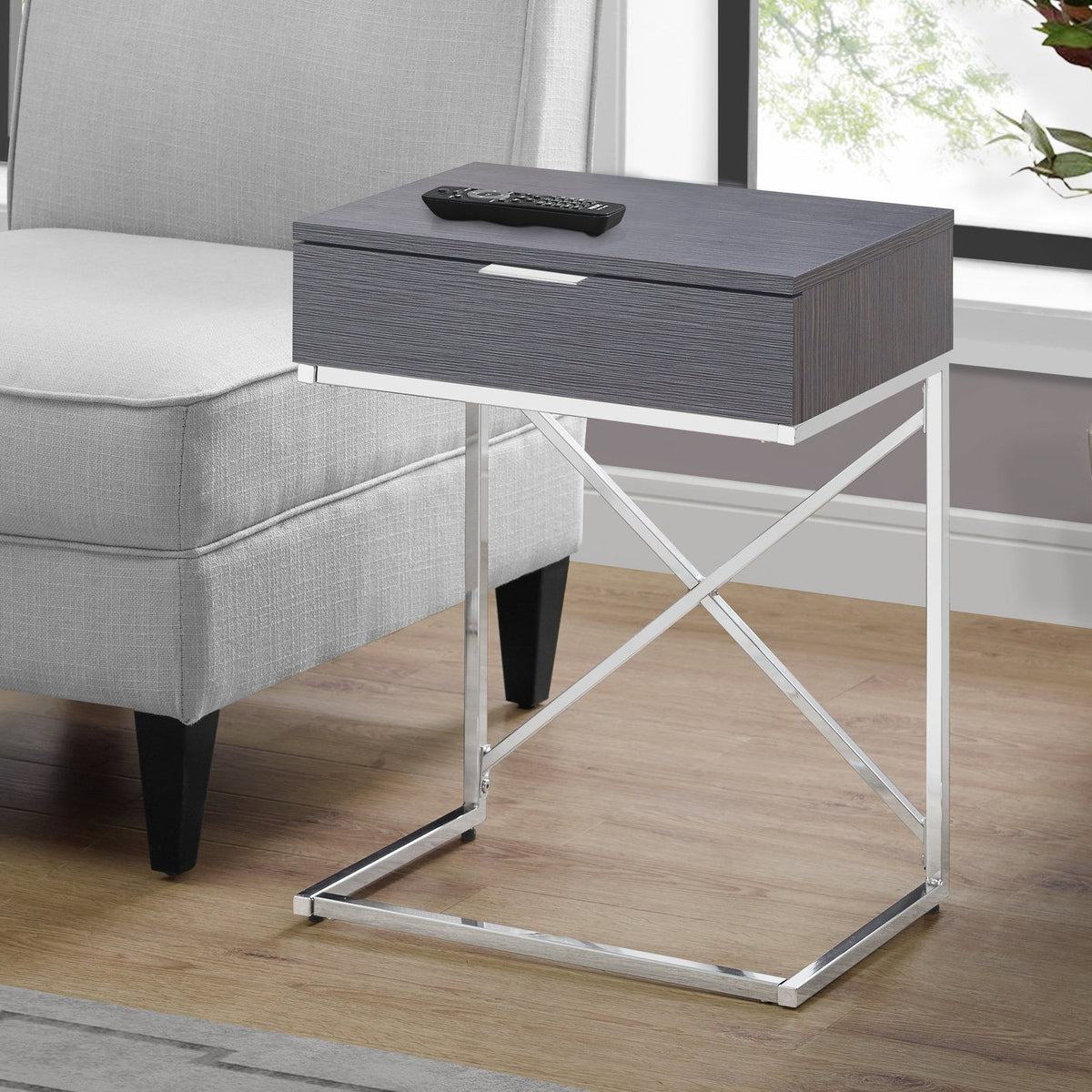 Accent Side Table, Storage Drawer, Spacious Tabletop, Contemporary & Modern