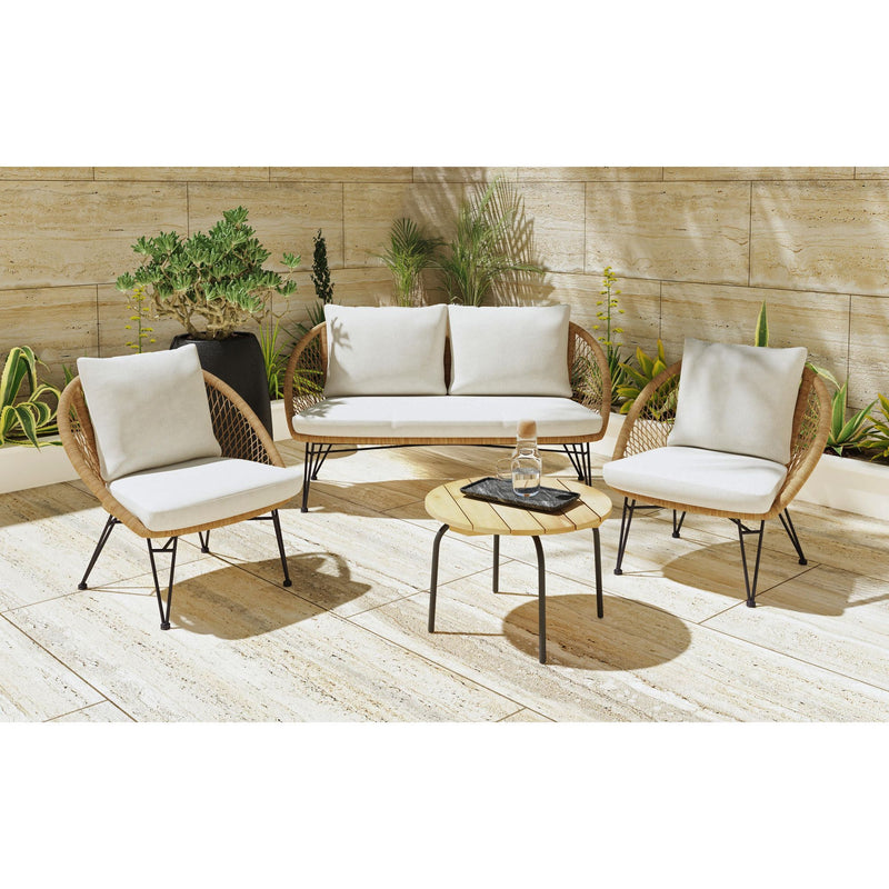 Grace - 4 Piece Outdoor Seating Set - Beige / Natural