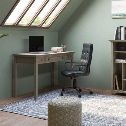 Light brown handcrafted desk with 3 drawers and turned legs for home office