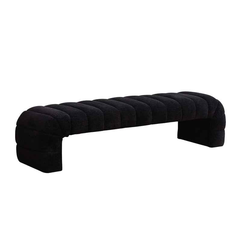 Modern Upholstered Armless Bed Bench With Channel Tufted Design