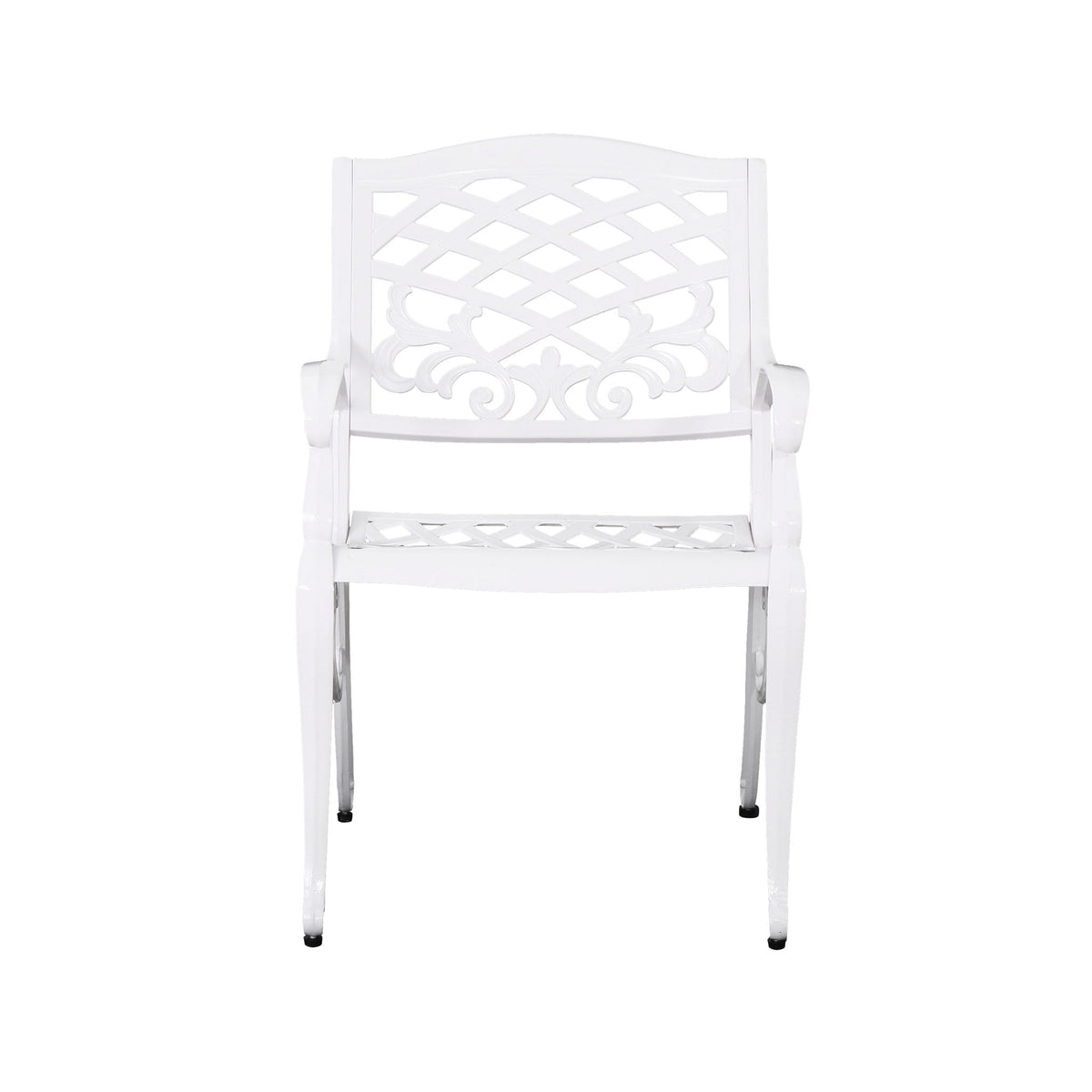 Unravel - Outdoor Arm Chair With Scroll Design And Floral Accents (Set of 2) - White