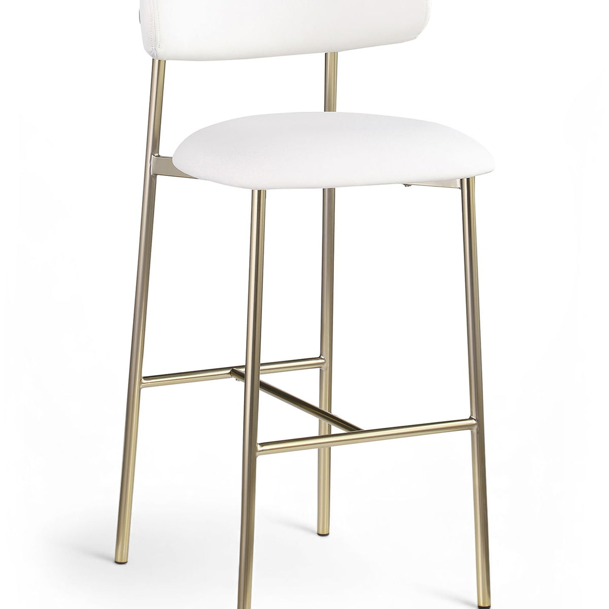 Lupita - Vegan Leather Upholstered Bar Stool With Brushed Gold Frame (Set of 2)