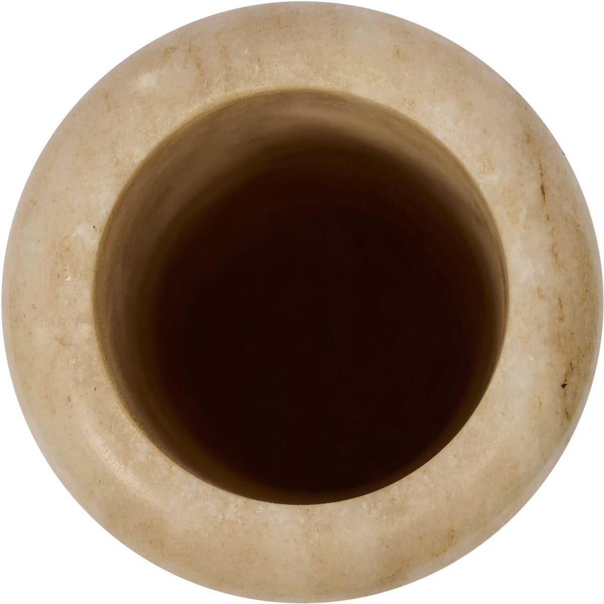 Beige genuine marble vase top view with circular opening