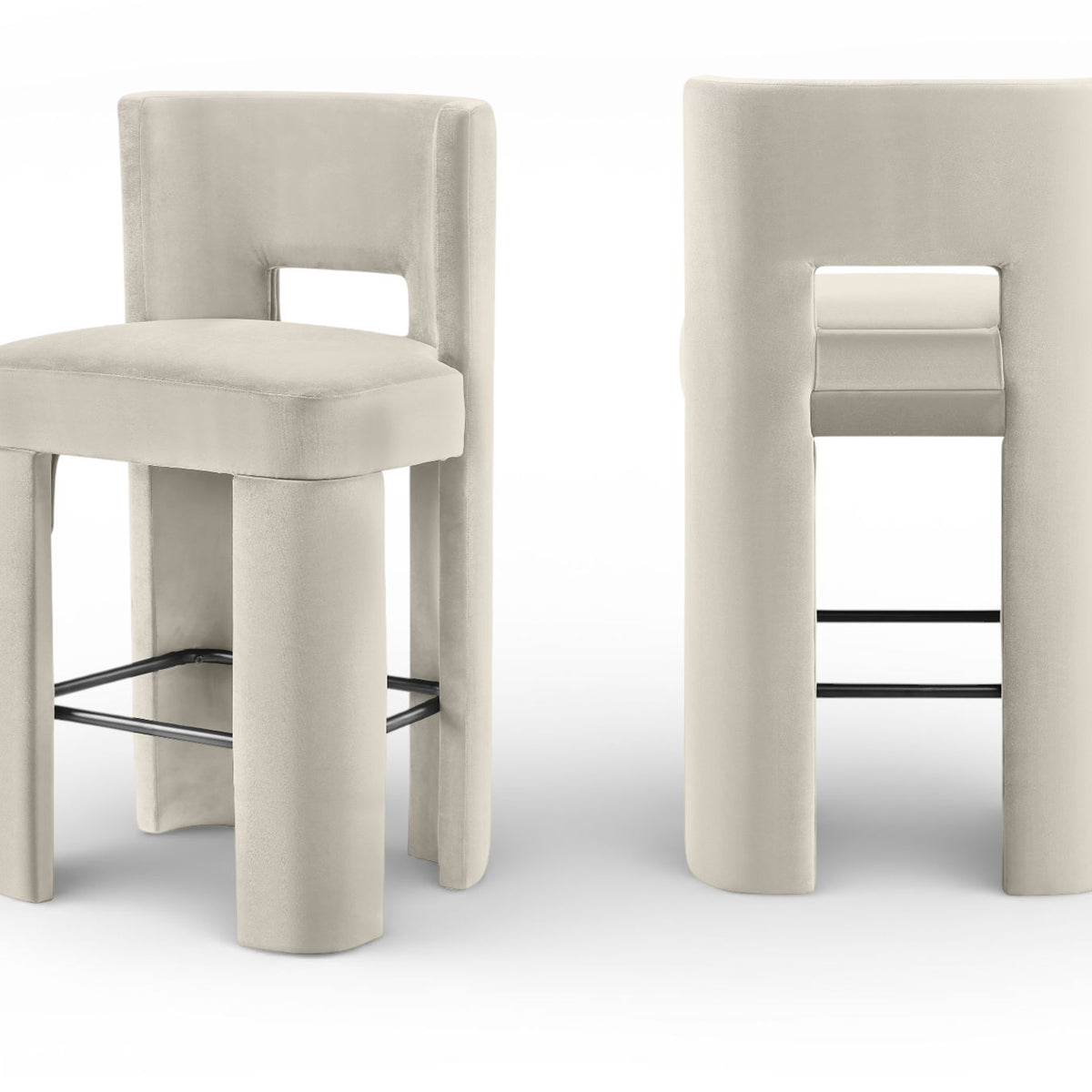 Zuno - Velvet Performance Fabric Upholstered Bar Stool (Set of 2)