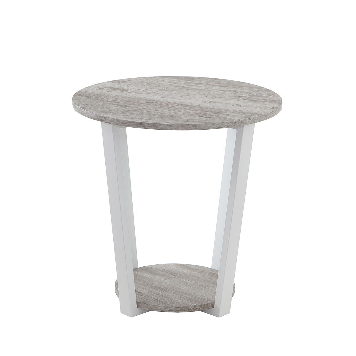 Elysian - Contemporary Round End Table With Shelf - Gray