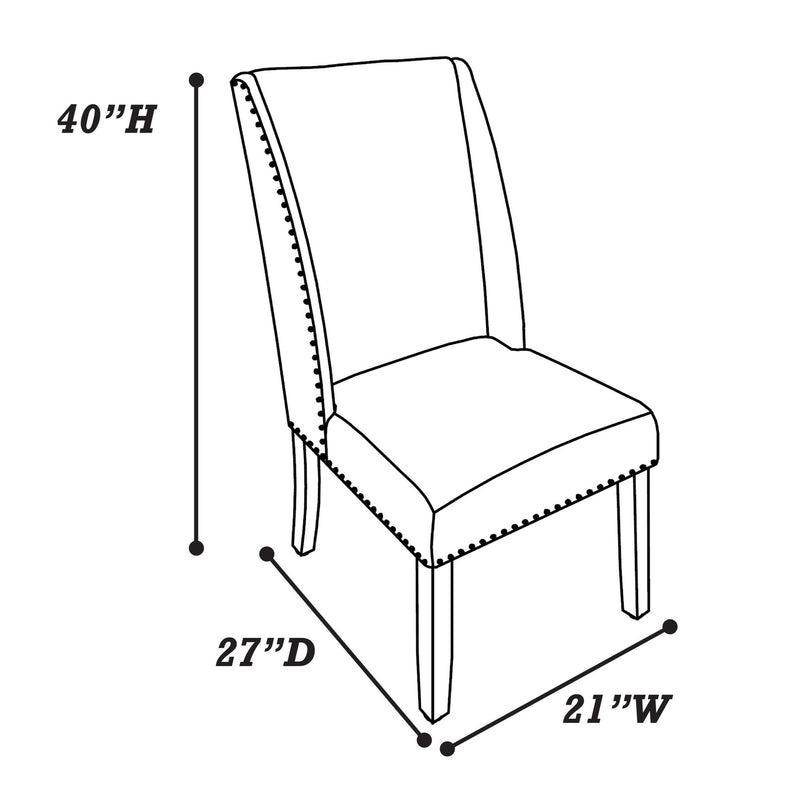Wingback chair dimensions 40H x 27D x 21W, light upholstery with nailhead trim