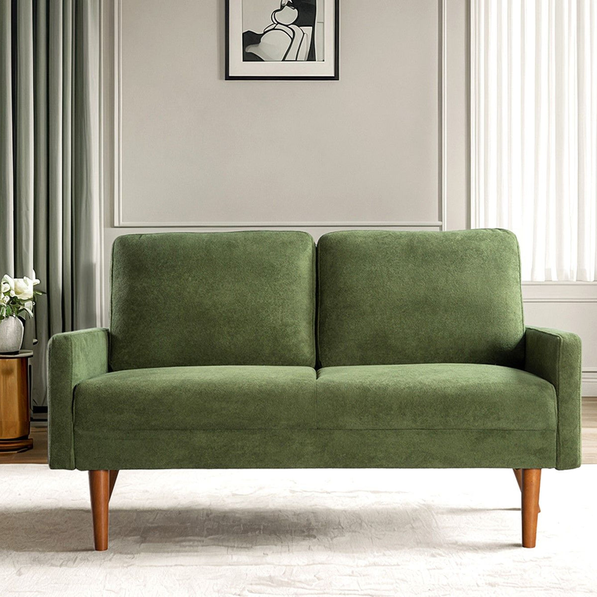 Loveseat Sofa, European Style With Sleek Design, Modern & Vintage Flair, Upholstered 2 Seater Couch