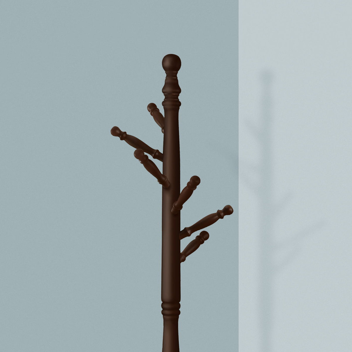 Free Standing Coat Rack 6 Hooks For Entryway With Umbrella Holder - Cherry