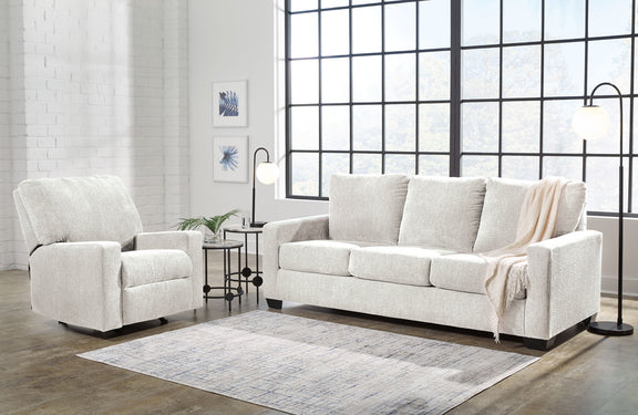 Beige fabric 3-seat sofa with matching armchairs, plush cushions and rolled arms