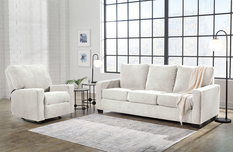 Beige fabric 3-seat sofa with matching armchairs, plush cushions and rolled arms