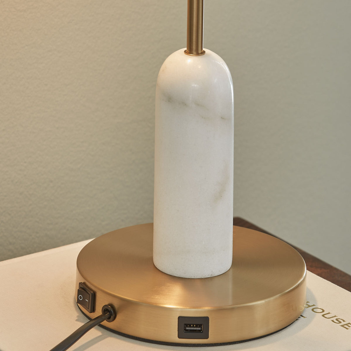 Rowleigh - Marble Desk Lamp - Gold Finish / White