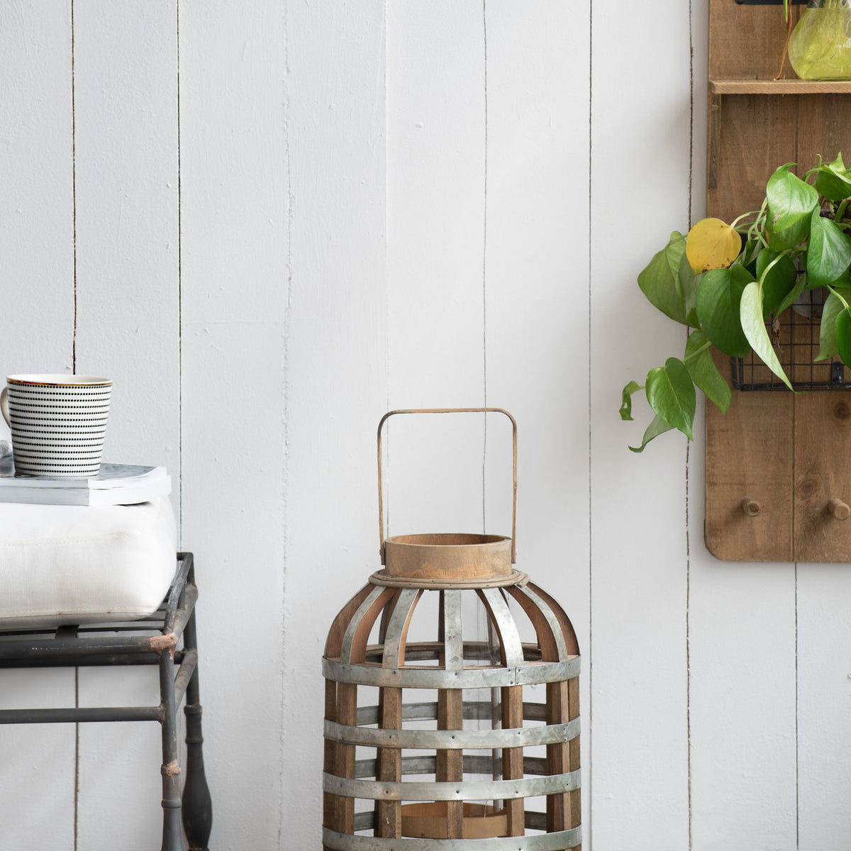 Decorative Lantern With Handle, Wooden Lantern For Indoor Outdoor, Home Garden Wedding