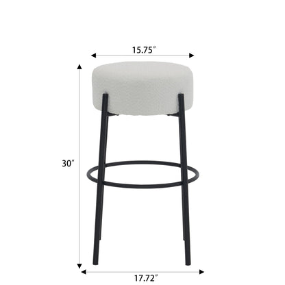Round High Bar Stools (Set of 2), Contemporary Upholstered Dining Stools For Kitchens, Coffee Shops And Bar Stores