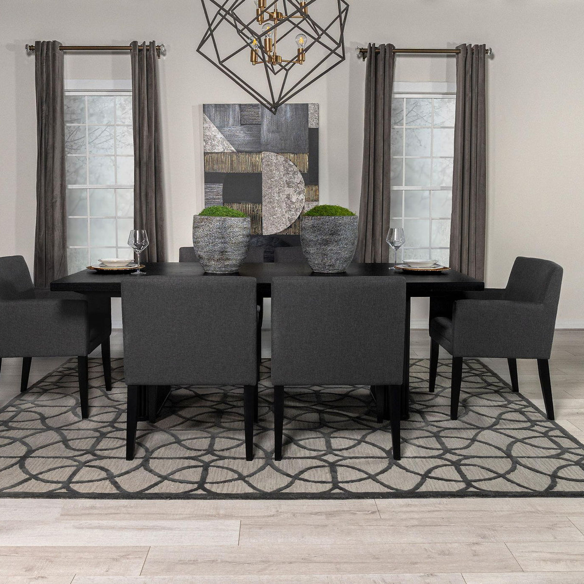 Catherine 7-piece Rectangular Dining Table Set Black