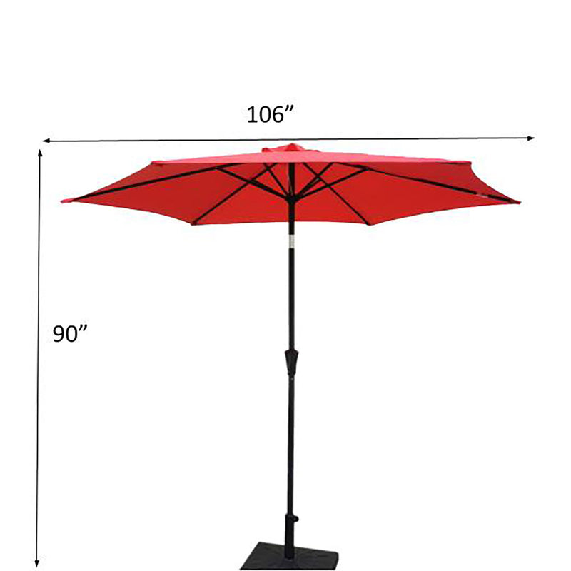 8.8' Outdoor Aluminum Patio Umbrella With 42 Pound Square Resin Umbrella Base