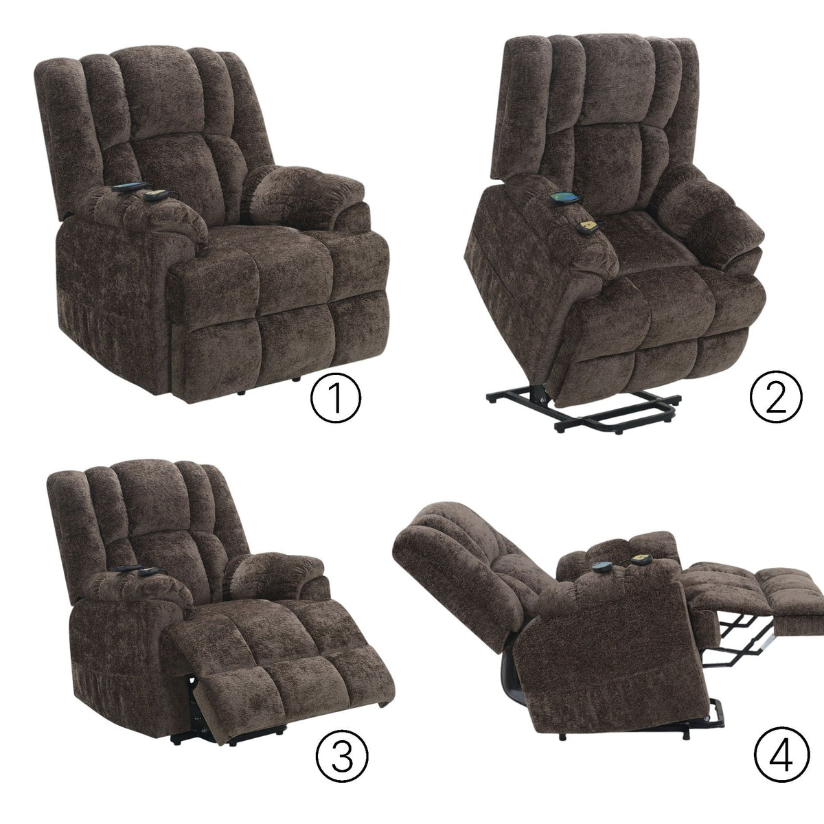 Pacay - Power Motion Recliner With Lift Heating Massage Function
