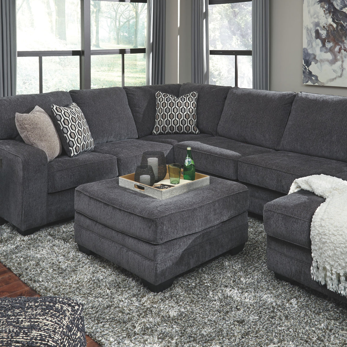 Tracling - Slate - Oversized Accent Ottoman