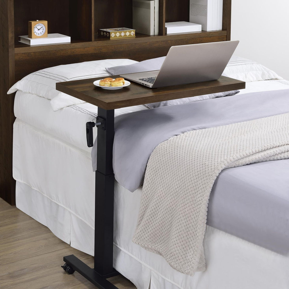 Westpark Height Adjustable Mobile Bedroom C-Table Dark Pine