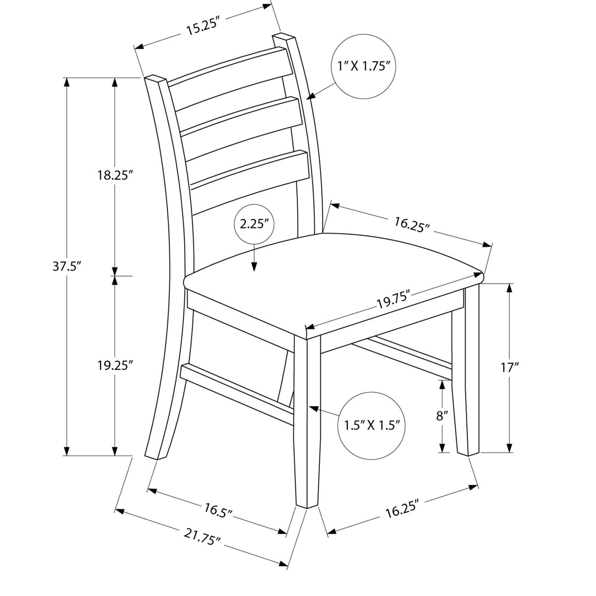 Dining Chair, Dining Room, Side, Upholstered, Transitional (Set of 2) - Black