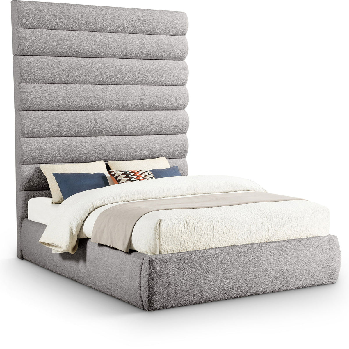 Adam - Boucle Fabric Bed With 89" Headboard