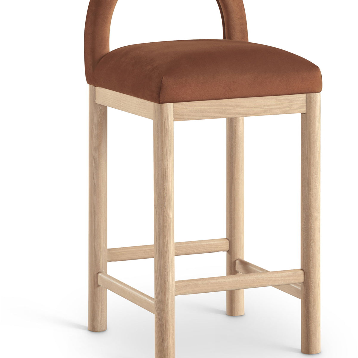 Conrad - Velvet Counter Stool With Natural Legs