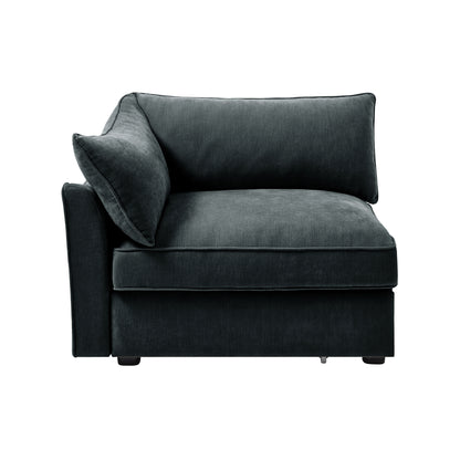Left-Facing Velvet Sofa - Gray Velvet
